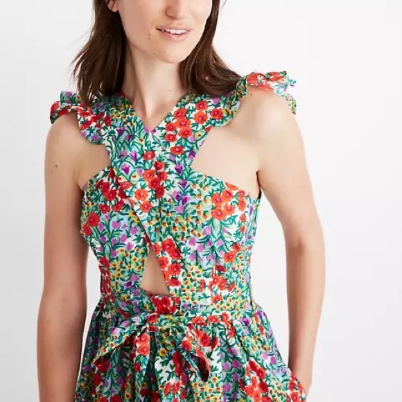 Banjanan Cecil Dress in Sprig Aurora | XS | 100% Cotton Yellow Floral Ruffle - Picture 12 of 15